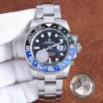 High Replica Rolex GMT-Master II  Watch Black Face Stainless Steel strap Black-Blue Ceramic Bezel  40mm